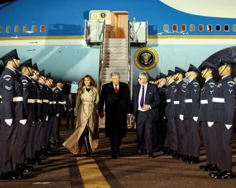 Donald Trump Touches Down in UK for Unprecedented Repeat State Visit As Demonstrations Assemble in Windsor
